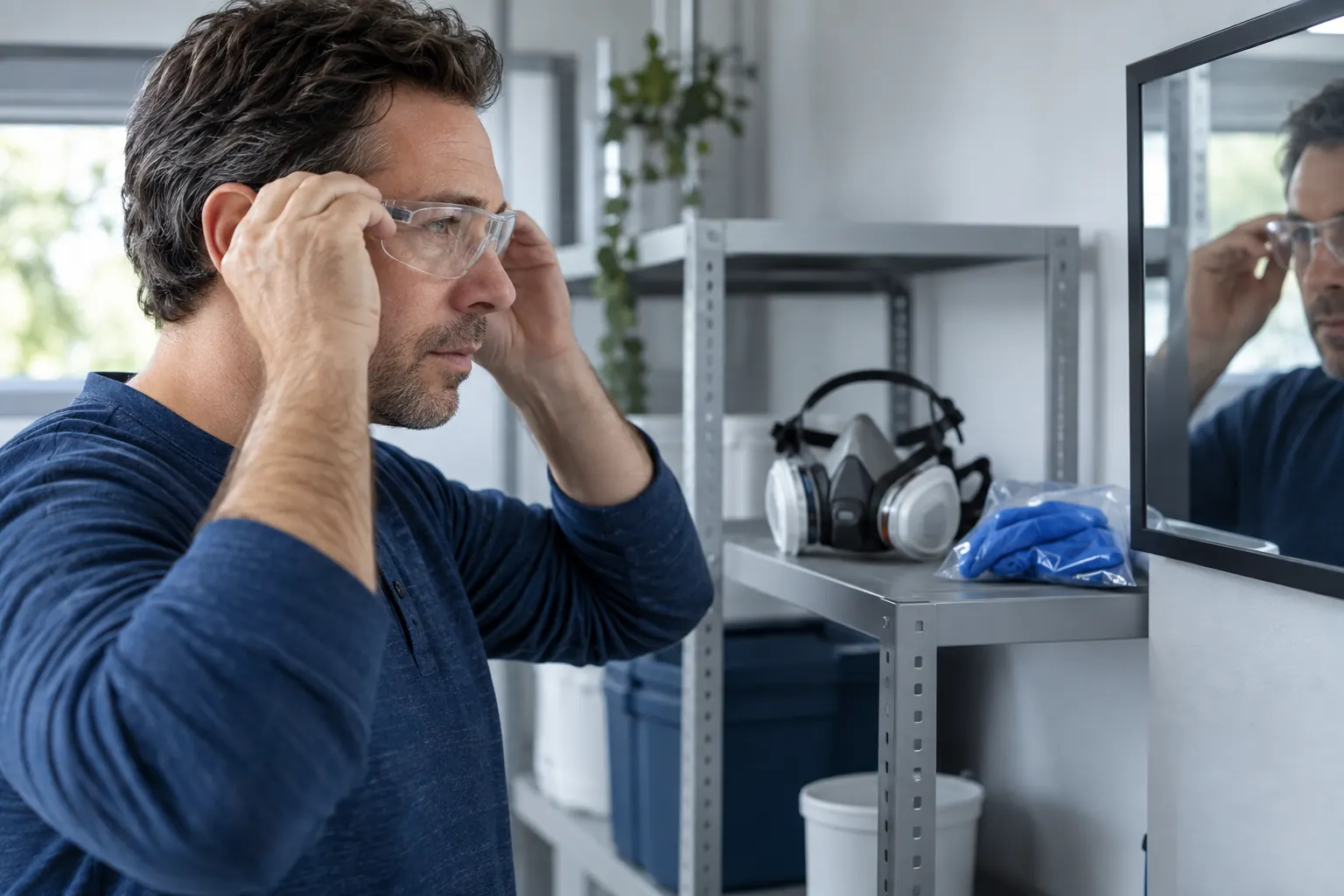 Vérification de l’ajustement de lunettes de protection avant rangement